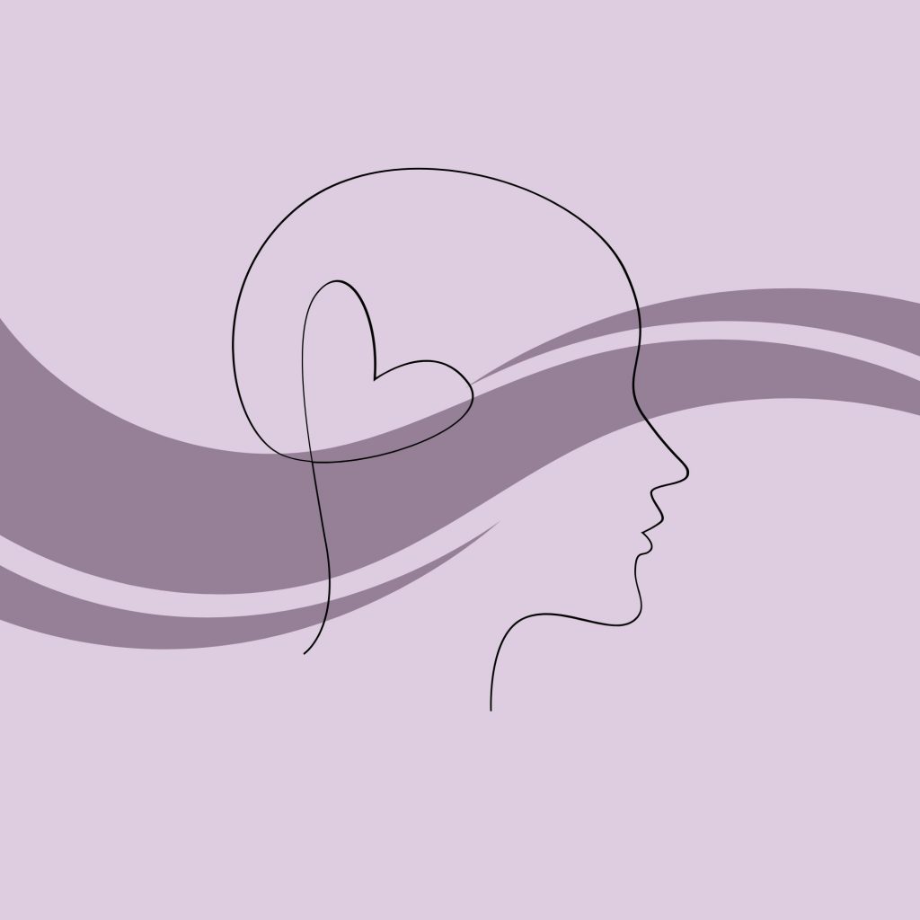 Zeichnung Kopf mit Herz